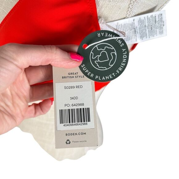 Boden Bright Red Voop Cup Underwire Supportive Bikini Top - Picture 10 of 11